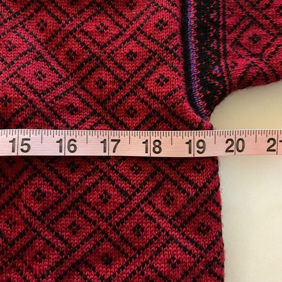 Dale Of Norway Womans M Wool Cardigan Sweater Red Nordic Fair isle Floral - Picture 13 of 15